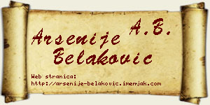 Arsenije Belaković vizit kartica